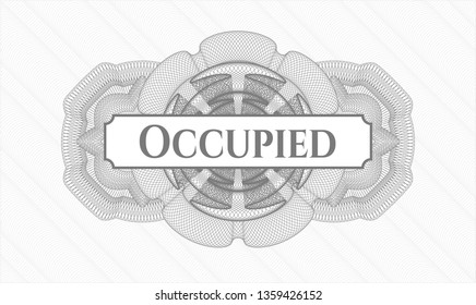 Grey abstract linear rosette with text Occupied inside