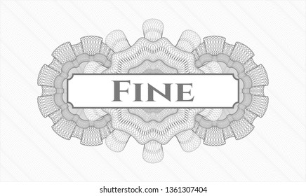 Grey abstract linear rosette with text Fine inside