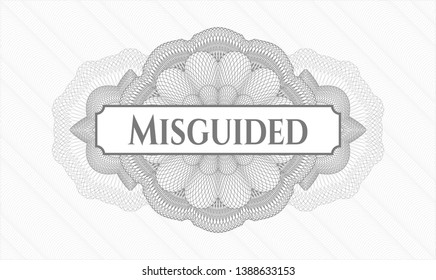Grey abstract linear rosette with text Misguided inside