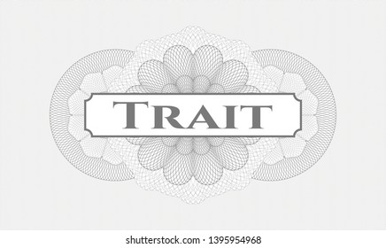 Grey abstract linear rosette with text Trait inside