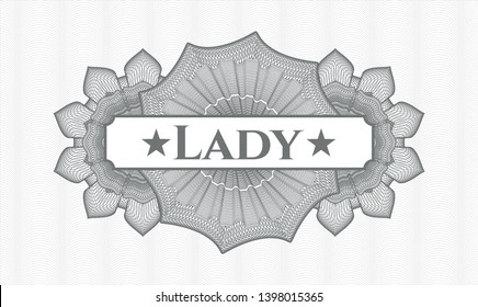 Grey abstract linear rosette with text Lady inside