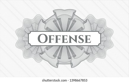 Grey abstract linear rosette with text Offense inside