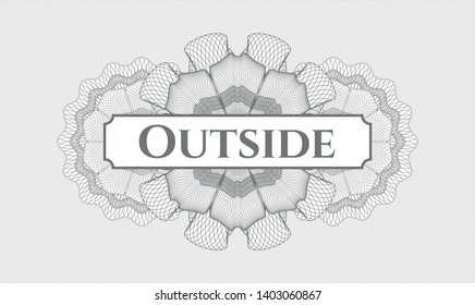 Grey abstract linear rosette with text Outside inside