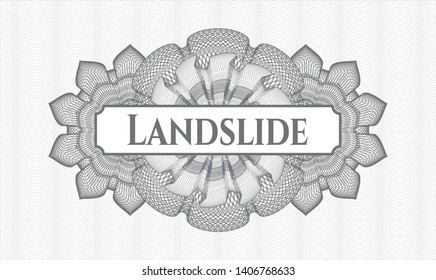 Grey abstract linear rosette with text Landslide inside