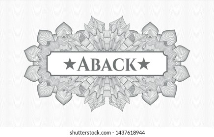 Grey abstract linear rosette with text Aback inside