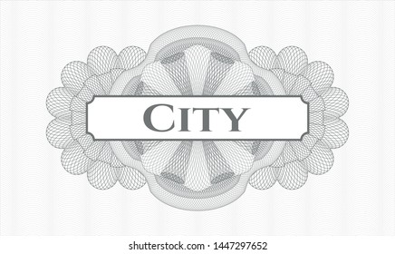 Grey abstract linear rosette with text City inside