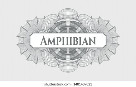 Grey abstract linear rosette with text Amphibian inside
