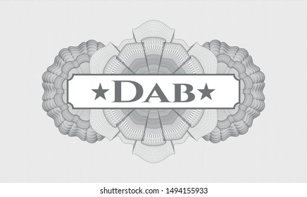 Grey abstract linear rosette with text Dab inside