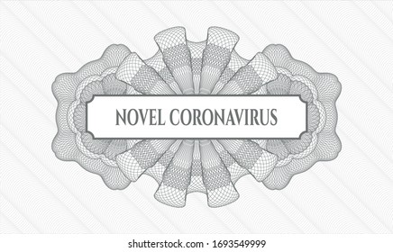 Grey abstract linear rosette with text Novel Coronavirus inside