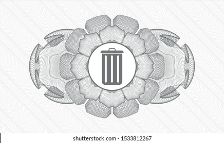 Grey abstract linear rosette with trash can icon inside