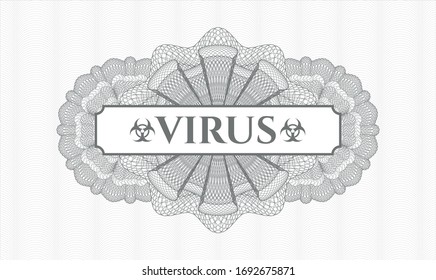 Grey abstract linear rosette. Vector Illustration. Detailed with text Virus inside