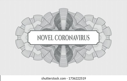 Grey abstract linear rosette. Vector Illustration. Detailed with text Novel Coronavirus inside