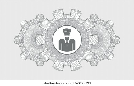 Grey abstract linear rosette. Vector Illustration. Detailed with man wearing face mask icon inside