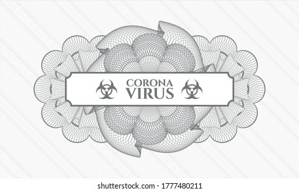 Grey abstract linear rosette. Vector Illustration. Detailed with text Coronavirus inside