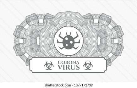 Rosette lineal abstracto gris. Ilustración vectorial. Detallado con el icono de fallo y el texto de Coronavirus dentro