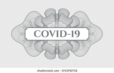 Grey abstract linear rosette. Vector Illustration. Detailed with text COVID-19 inside