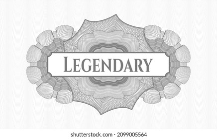 Grey abstract linear rosette. Vector Illustration. Detailed with text Legendary inside