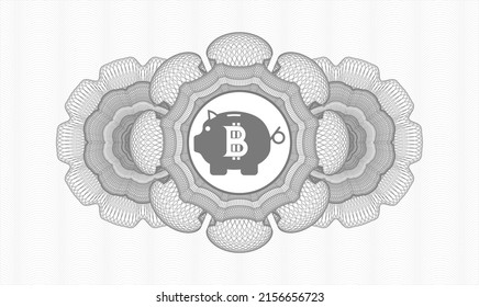 Grey abstract linear rosette. Vector Illustration. Detailed with bitcoin piggy bank icon inside