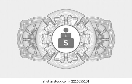 Grey abstract linear rosette. Vector Illustration. Detailed with man working on computer icon inside