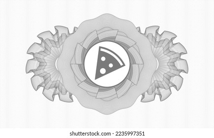 Grey abstract linear rosette. Vector Illustration. Detailed with pizza slice icon inside