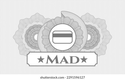 Grey abstract linear rosette. Vector Illustration. Detailed with credit card icon and Mad text inside