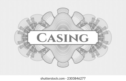 Grey abstract linear rosette. Vector Illustration. Detailed with text Casing inside