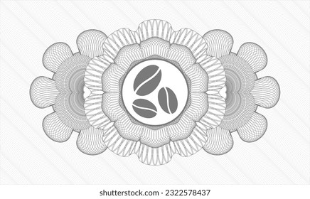 Grey abstract linear rosette. Vector Illustration. Detailed with coffee bean icon inside