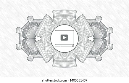 Grey abstract linear rosette with video player icon inside