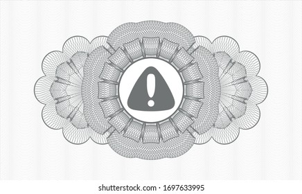 Grey abstract linear rosette with warning icon inside