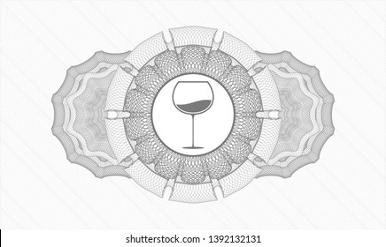 Grey abstract linear rosette with wine cup icon inside