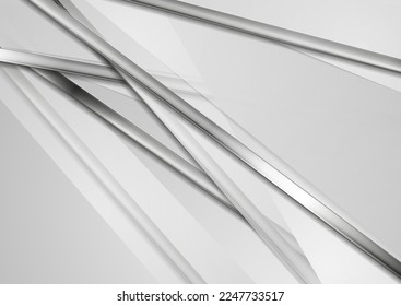 Grey abstract minimal background with metallic stripes. Vector geometric design