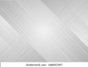 Grey abstract minimal background with white geometric lines. Futuristic vector design