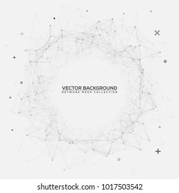 Grey Abstract Network Mesh on White Vector Background with Your Text