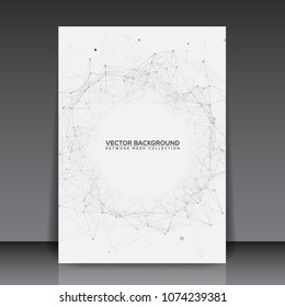 Malla de red de resumen gris sobre fondo blanco con texto - Ilustración vectorial de plantilla de volante
