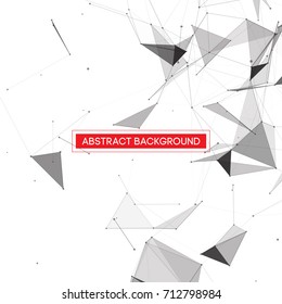 Grey Abstract Network Mesh on White Background with Red Text Frame - Vector Illustration