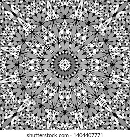 Grey abstract petal ornate mandala pattern wallpaper - tribal vector design