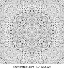 Grey abstract repeating curved triangle mosaic kaleidoscope mandala pattern wallpaper - tribal vector background illustration