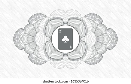 Grey abstract rosette with ace of clover icon inside