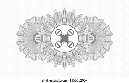 Grey abstract rosette with air drone icon inside