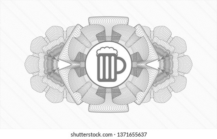 Grey abstract rosette with beer jar icon inside