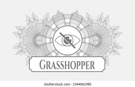 Grey abstract rosette with blind icon and Grasshopper text inside