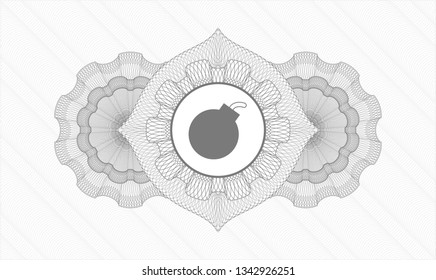 Grey abstract rosette with bomb icon inside