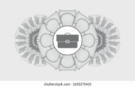 Grey abstract rosette with briefcase icon inside