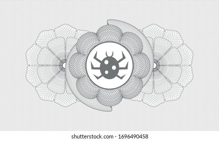 Grey abstract rosette with bug icon inside