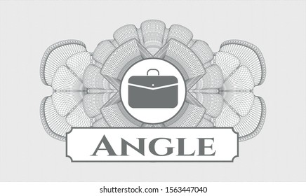 Grey abstract rosette with business briefcase icon and Angle text inside
