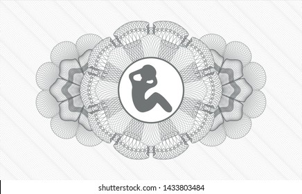 Grey abstract rosette with crunch icon inside