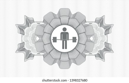 Grey abstract rosette with deadlift icon inside