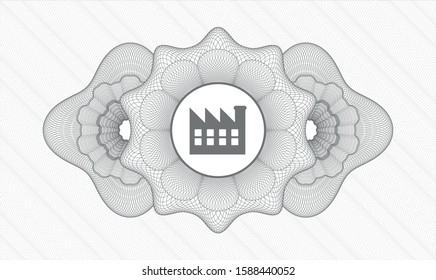 Grey abstract rosette with factory icon inside