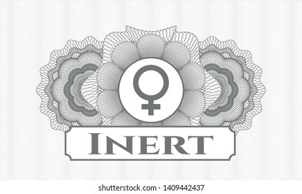 Grey abstract rosette with female icon and Inert text inside