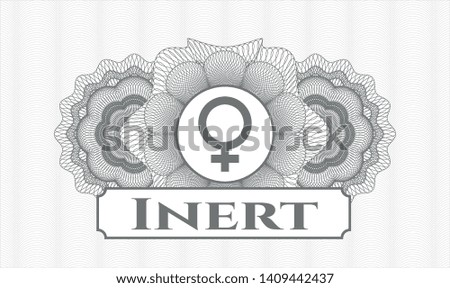 Grey abstract rosette with female icon and Inert text inside